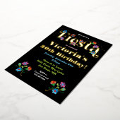 Mexicaanse Fiesta Birthday Party met borduurwerk F Folie Uitnodiging (Gedraaid)