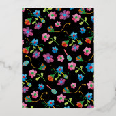 Mexicaanse Fiesta Birthday Party met borduurwerk F Folie Uitnodiging (Achterkant)