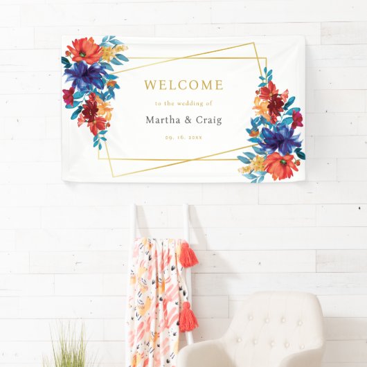 Mexicaanse Fiesta Bloem Bruiloft Welkom Spandoek (Insitu)
