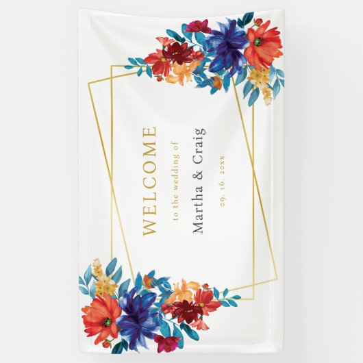 Mexicaanse Fiesta Bloem Bruiloft Welkom Spandoek (Verticaal)