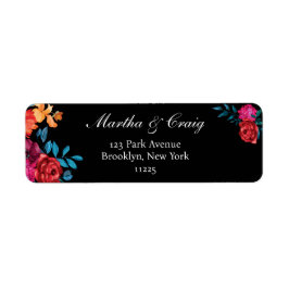 Mexicaanse Fiesta Bloem Bruiloft Zwart Retouradres Etiket