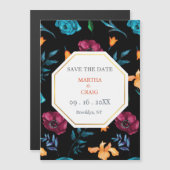 Mexicaanse Fiesta Bloem Bruiloft Zwart Save the Da Magnetische Uitnodiging (Voorkant / Achterkant)