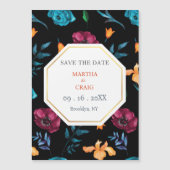 Mexicaanse Fiesta Bloem Bruiloft Zwart Save the Da Magnetische Uitnodiging (Voorkant)