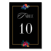 Mexicaanse Fiesta Bloem Bruiloft Zwarte Tafel Num Kaart (Voorkant)