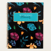 Mexicaanse Fiesta Bloem Zwart Bruiloft Planner (Voorkant)