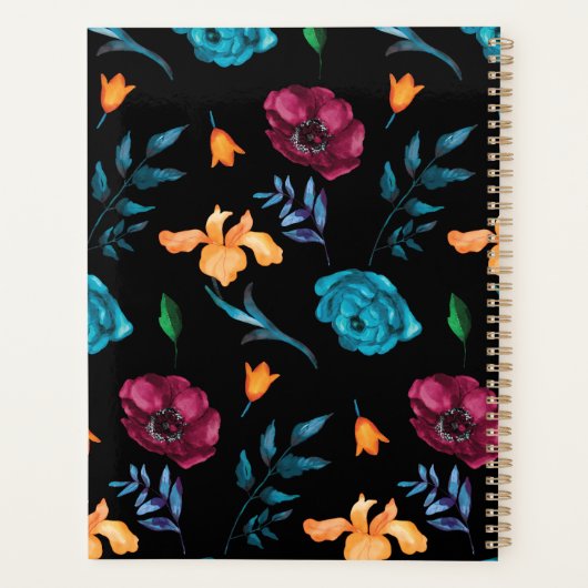 Mexicaanse Fiesta Bloem Zwart Bruiloft Planner (Achterkant)