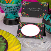 Mexicaanse Fiesta Bloemen met Naam Lijst Plaatskaartje