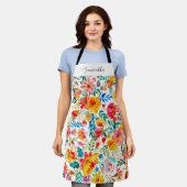 Mexicaanse Fiesta Bloemen Naam All-Over Print Scho Schort (Gedragen)