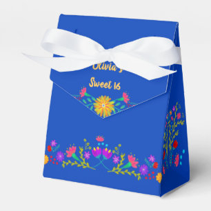 Mexicaanse Fiesta Bloemen Royal Blue gepersonalise Bedankdoosjes