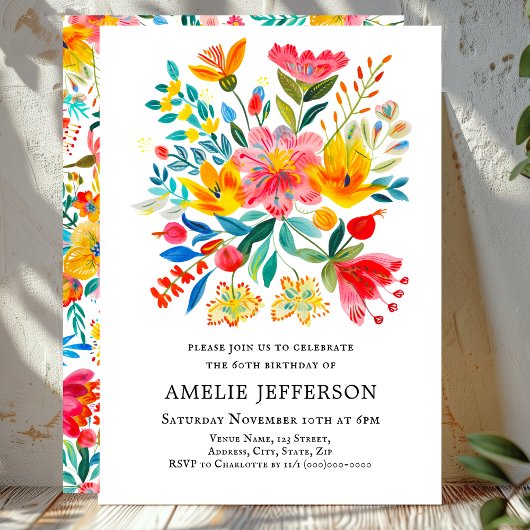 Mexicaanse Fiesta Bloemen Thema Verjaardag Kaart