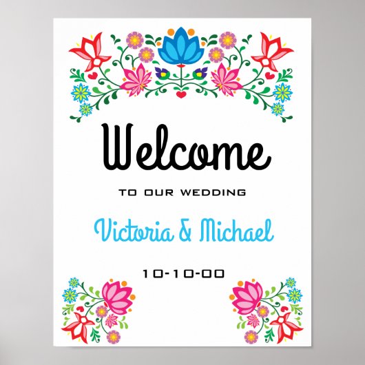 Mexicaanse Fiesta Bloemen Welkomstposter Poster (Voorkant)