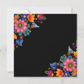 Mexicaanse Fiesta Bloemen Zwart Quinceanera Kaart (Achterkant)