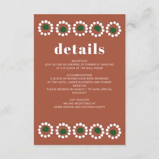 Mexicaanse Fiesta Boho Barro bruiloft Informatiekaartje (Voorkant)