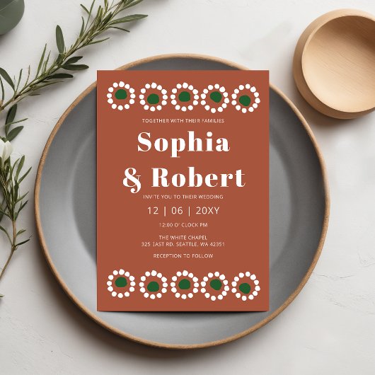 Mexicaanse Fiesta Boho Barro bruiloft Kaart