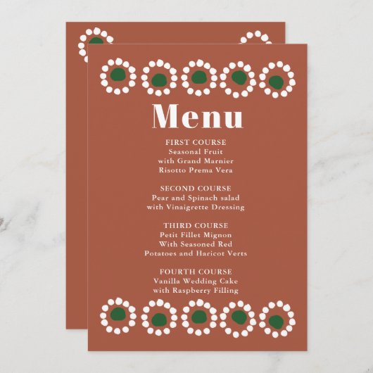 Mexicaanse Fiesta Boho Barro bruiloft Menu (Voorkant / Achterkant)