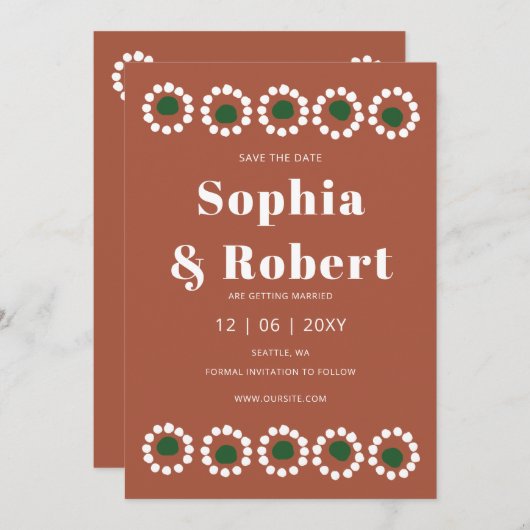 Mexicaanse Fiesta Boho Barro bruiloft Save The Date (Voorkant / Achterkant)