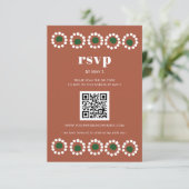 Mexicaanse Fiesta Boho Barro Wedding QR Code RSVP Kaartje (Staand voorkant)