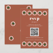 Mexicaanse Fiesta Boho Barro Wedding QR Code RSVP Kaartje (Voorkant / Achterkant)