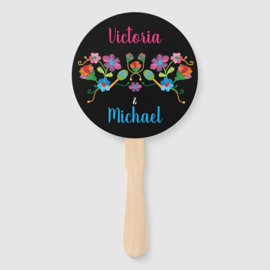 Mexicaanse Fiesta Borduurwerk Bruiloft Hand Fans Handwaaier (Achterkant)