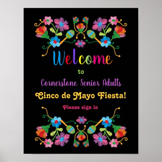 Mexicaanse Fiesta Borduurwerk Welkom Poster (Voorkant)