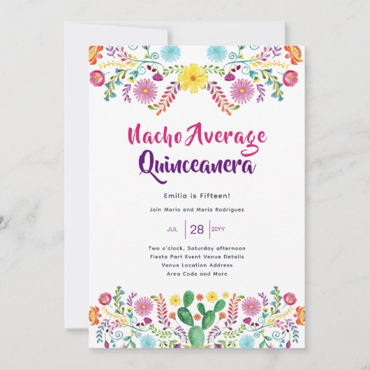 Mexicaanse FIESTA Bridal Shower Invitation Folk Ar Kaart (Voorkant)