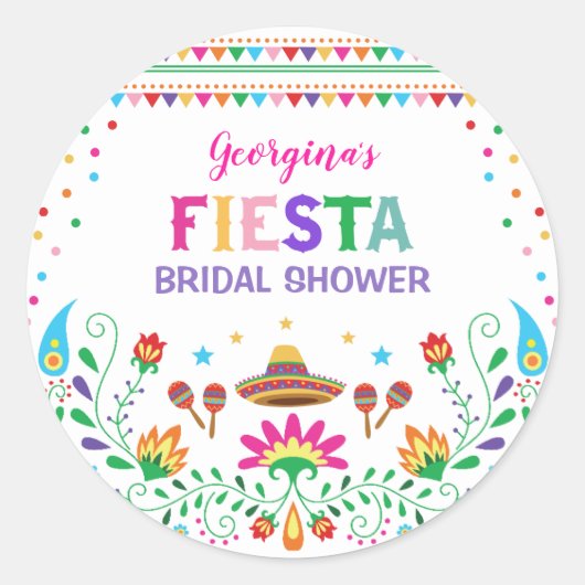 Mexicaanse Fiesta Bruiloft Feest Decoratie Ronde Sticker (Voorkant)