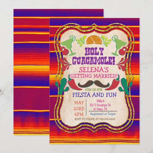 Mexicaanse Fiesta Bruiloft Feest Uitnodiging (Voorkant / Achterkant)