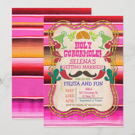 Mexicaanse Fiesta Bruiloft Feest Uitnodiging (Voorkant / Achterkant)