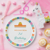 Mexicaanse Fiesta Cactus 1e Jaar Verjaardag Papieren Bordje (Feest)