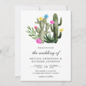 Mexicaanse Fiesta Cactus Bloem QR Code Bruiloft Kaart (Voorkant)