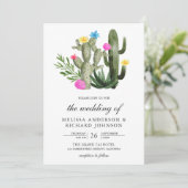 Mexicaanse Fiesta Cactus Bloem QR Code Bruiloft Kaart (Staand voorkant)