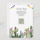Mexicaanse Fiesta Cactus Bloem QR Code Bruiloft Kaart (Achterkant)