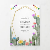 Mexicaanse Fiesta Cactus Floral All-in-One Weddens Drieluik Uitnodiging (Cover)