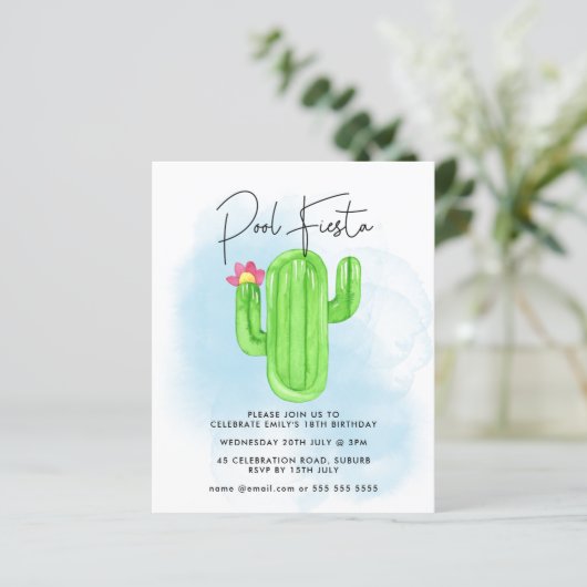 Mexicaanse Fiesta Cactus Pool Party any age Birthd (Staand voorkant)