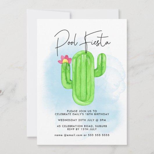 Mexicaanse Fiesta Cactus Pool Party any age Birthd Kaart (Voorkant)