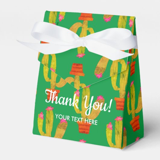 Mexicaanse fiesta cactus print bedank je favoriet  bedankdoosjes (Voorkant Zijde)
