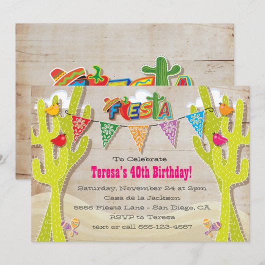 Mexicaanse Fiesta Cactus rustieke papel picado nod Kaart (Voorkant / Achterkant)
