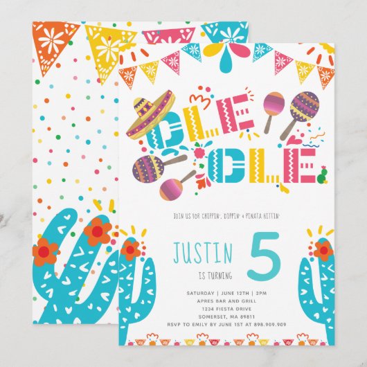 Mexicaanse Fiesta Cactus verjaardag Kaart (Voorkant / Achterkant)