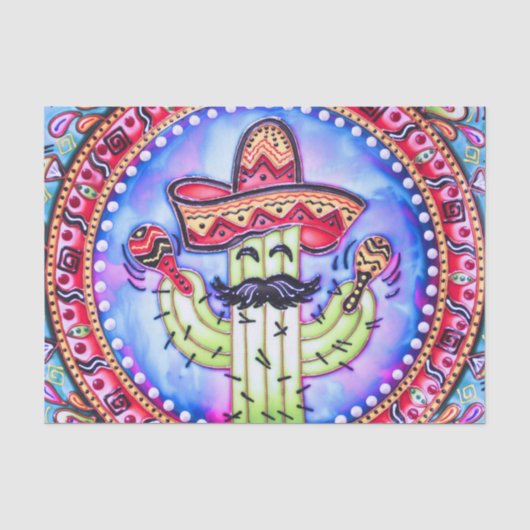 Mexicaanse Fiesta Cinco de Mayo Blauwe Rode Decoup Tissuepapier (Voorkant)