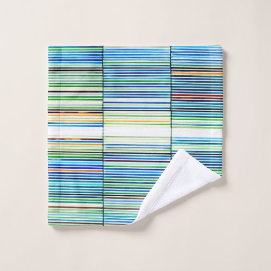 Mexicaanse Fiesta Cool Blue Stripes Bad Handdoek (Wasdoekje)