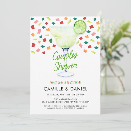 Mexicaanse Fiesta Couples Fiesta Douche Uitnodigin Kaart (Staand voorkant)