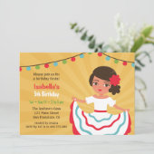 Mexicaanse Fiesta Cute Hispanic Girls Birthday Par Kaart (Staand voorkant)