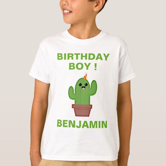 Mexicaanse Fiesta Cute Kawaii Cactus Birthday Part T-shirt (Voorkant)