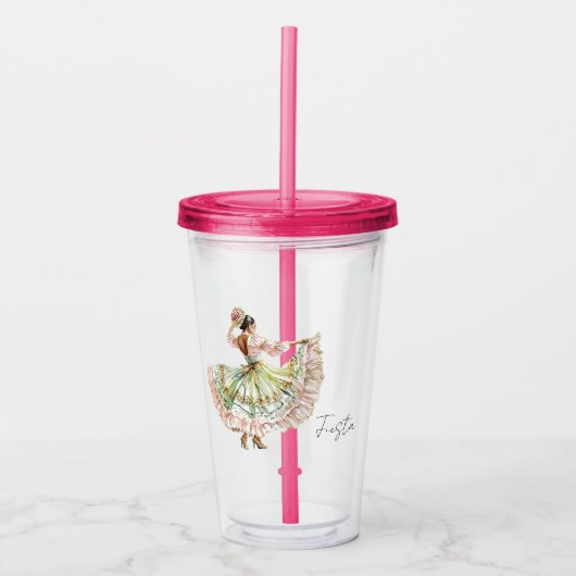Mexicaanse Fiesta Dansjurk Acryl Drinkbeker (Voorkant)