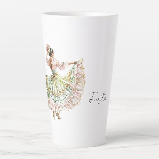 Mexicaanse Fiesta Dansjurk Latte Mok (Voorkant)