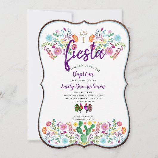 Mexicaanse Fiesta Doop Rusto Volks Bloemen Kaart (Voorkant)