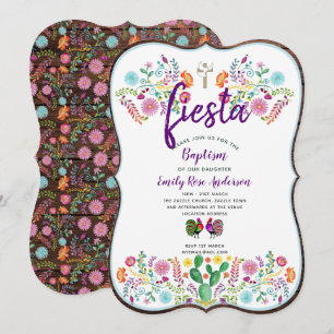 Mexicaanse Fiesta Doop Rusto Volks Bloemen Kaart