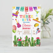 Mexicaanse Fiesta Drie-Esta 3e Meisje Verjaardagsf Kaart (Staand voorkant)