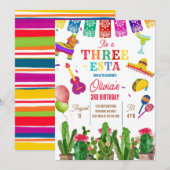 Mexicaanse Fiesta Drie-Esta 3e Meisje Verjaardagsf Kaart (Voorkant / Achterkant)