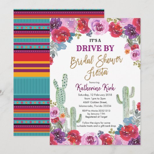 Mexicaanse Fiesta Drive by Bridal Shower Kaart (Voorkant / Achterkant)